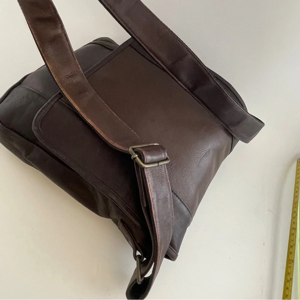 Leather Messenger Bag with Flap Closure